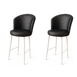 Hanah Home Uras Taburetes de Bar Negro y Blanco (2 Piezas)